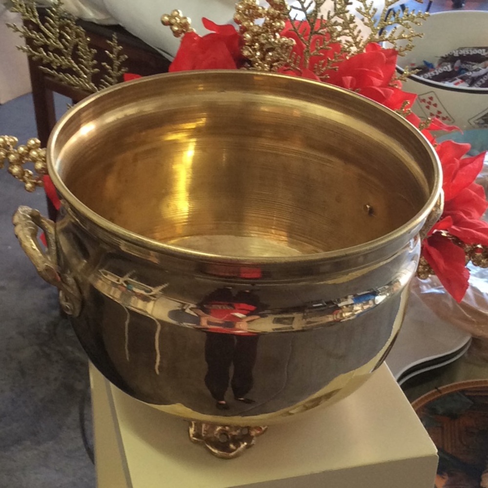 Brass Footed Bowl w/Handles 6” x 5” Made in India